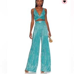 Sabina Musayev Turquoise Wide Leg Pant set - small